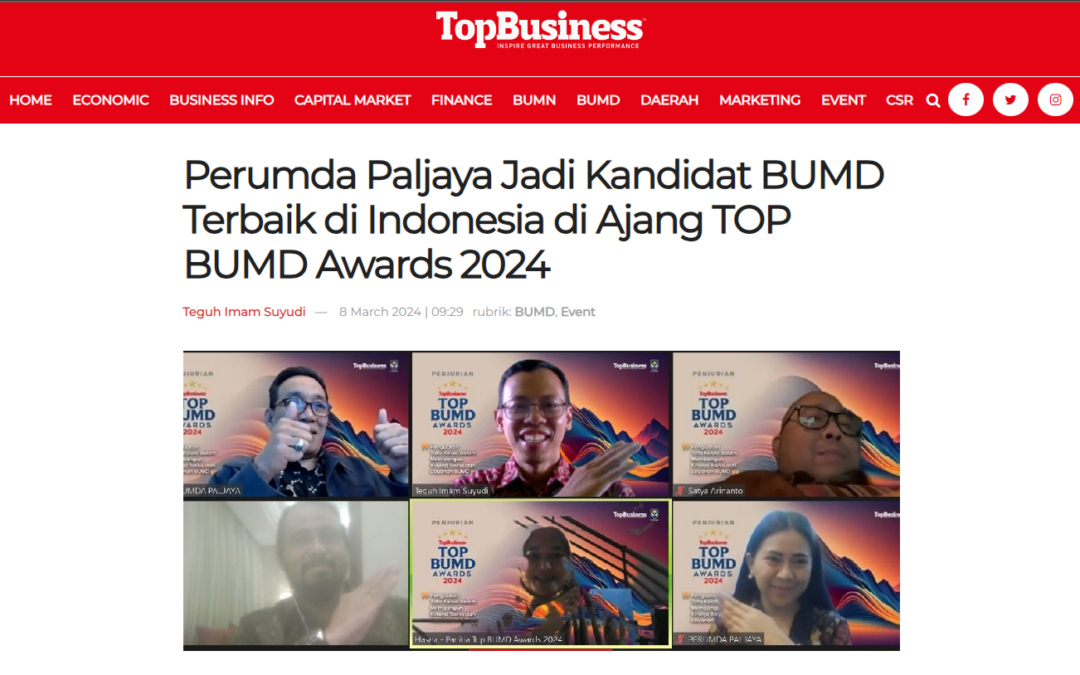 Perumda Paljaya Jadi Kandidat BUMD Terbaik di Indonesia di Ajang TOP BUMD Awards 2024